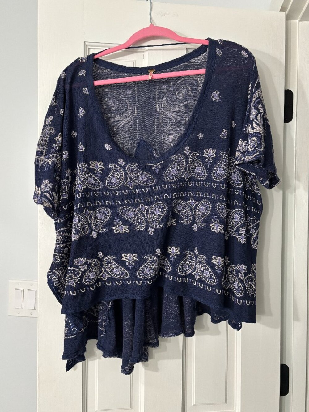 Free People "No Matter What" Blue and White Top - XS
